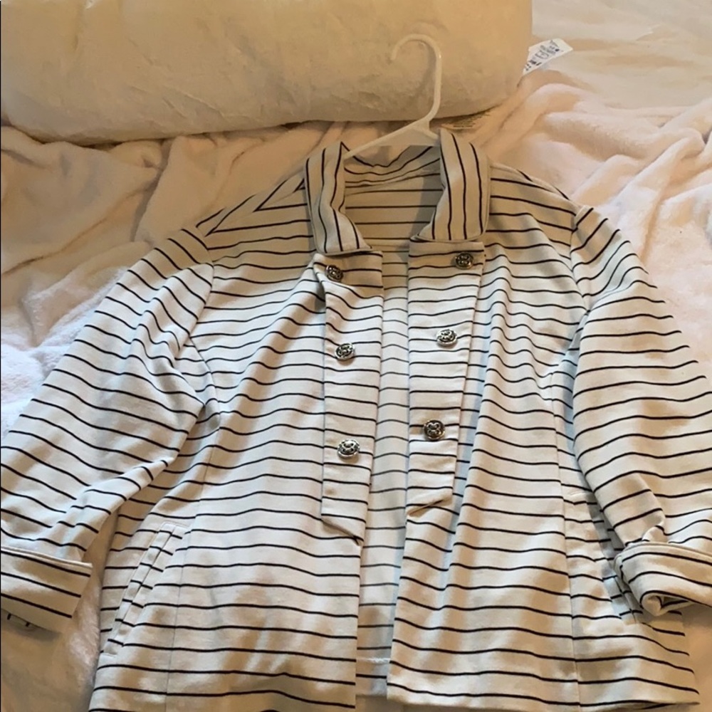 Stripped Button Up Sweater Vest.